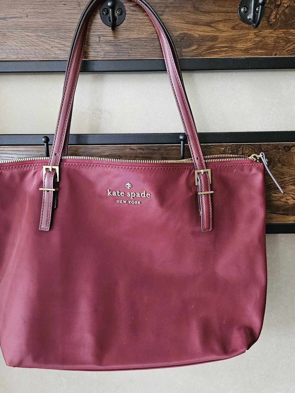 Kate Spade Burgundy Tote Bag with Matching Wallet